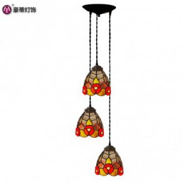 3 flammige Tiffany Buntglas...